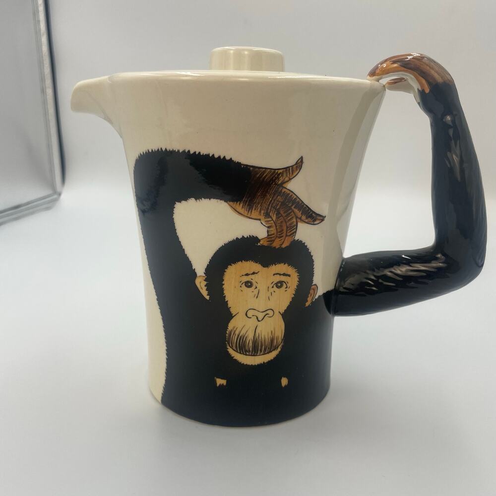 Pier One Imports Monkey Chimpanzee Arm Handle Teapot Pitcher